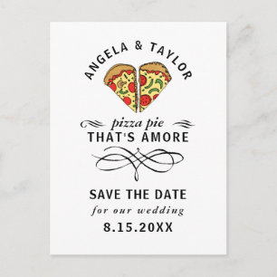 Modern Pizza Amore Black Typografie Save the Date Briefkaart