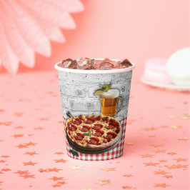 Modern Pizza + Bierstenen Baby shower Papieren Bekers