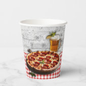 Modern Pizza + Bierstenen Baby shower Papieren Bekers (Achterkant)