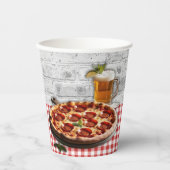 Modern Pizza + Bierstenen Baby shower Papieren Bekers (Voorkant)