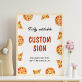 Modern Pizza Birthday Party Custom Sign Poster