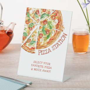 Modern Pizza Birthday Party Custom Sign Reclamebord Met Voetstuk
