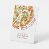 Modern Pizza Birthday Party Custom Sign Reclamebord Met Voetstuk (Voorkant)