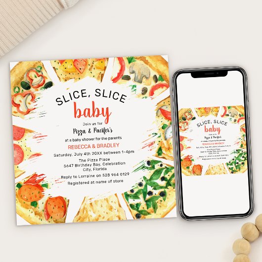 Modern Pizza Couples Baby shower Kaart