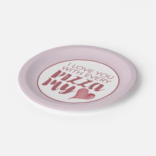 Modern Pizza My Heart Valentijnse Party Papieren Bordje (Gekanteld)