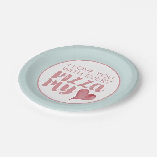 Modern Pizza My Heart Valentijnse Party Papieren Bordje (Gekanteld)