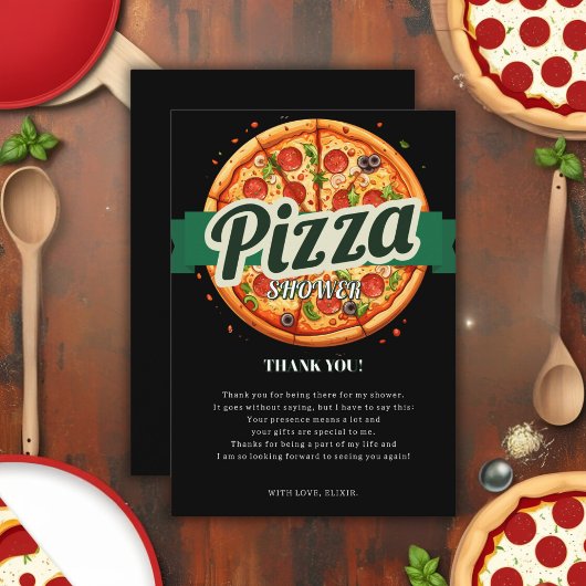 Modern Pizza Party Baby shower Bedankkaart