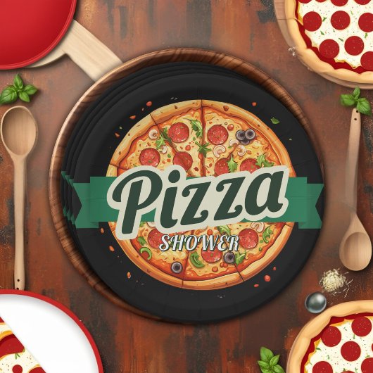 Modern Pizza Party Baby shower Papieren Bordje