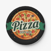 Modern Pizza Party Baby shower Papieren Bordje (Voorkant)