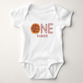 Modern Pizza Party First Birthday Personalized Bab Romper (Voorkant)