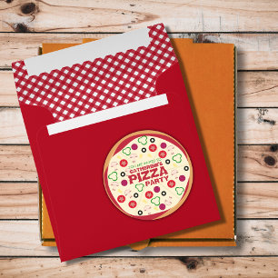 Modern Pizza Party Kinderen van Birthday Ronde Sticker