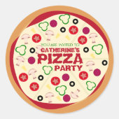 Modern Pizza Party Kinderen van Birthday Ronde Sticker (Voorkant)