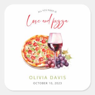 Modern Pizza Party Vrijgezellenfeest Vierkante Sticker