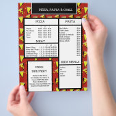 Modern Pizza Pasta Grill Restaurant Spaghetti Menu (Hand)