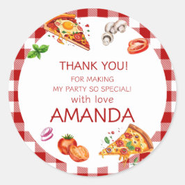 Modern Pizza Thank You Birthday Ronde Sticker