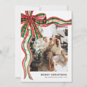 Modern Plaid 4 Photo Christmas  Feestdagenkaart (Voorkant)