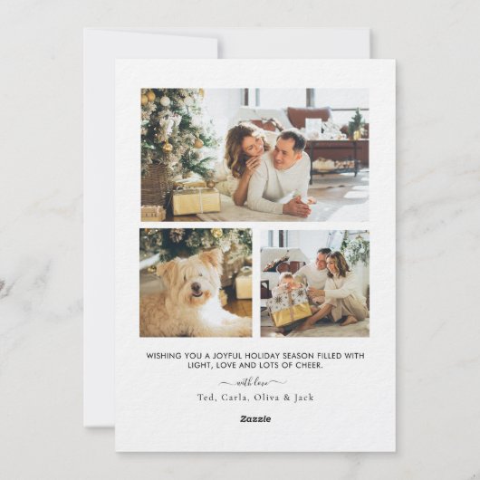 Modern Plaid 4 Photo Christmas  Feestdagenkaart (Achterkant)