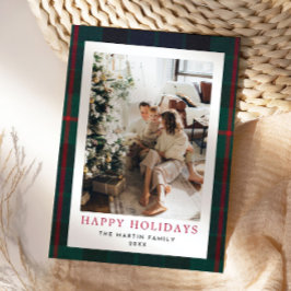 Modern Plaid Christmas Holiday Kaart Tartan