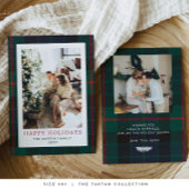 Modern Plaid Christmas Holiday Kaart Tartan
