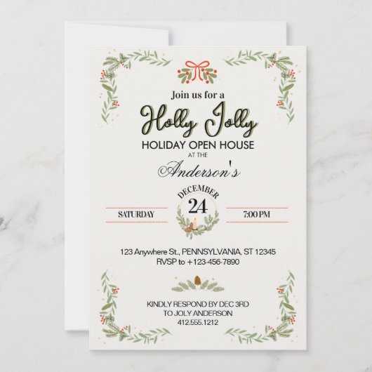 Modern Plaid Christmas Party Invitation Kaart (Voorkant)