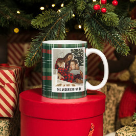 Modern Plaid Christmas Photo Collage Coffee Mug Koffiemok