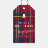 Modern Plaid Christmas Tree Cadeaulabel (Voorkant)