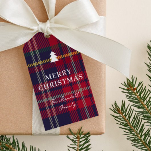 Modern Plaid Christmas Tree Cadeaulabel