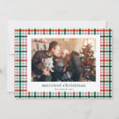 Modern Plaid Familie Foto Kerst Kaart (Voorkant)