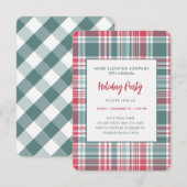 Modern Plaid Holiday Party Kaart (Voorkant / Achterkant)