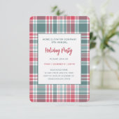 Modern Plaid Holiday Party Kaart (Staand voorkant)
