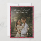 Modern Plaid Newlywed First Christmas 2 Photo Feestdagenkaart (Voorkant)