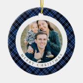 Modern Plaid Photo Christmas Keramisch Ornament (Voorkant)