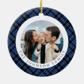 Modern Plaid Photo Christmas Keramisch Ornament (Achterkant)