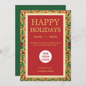 Modern Plaid Red Gold Feestdagenkaart (Voorkant / Achterkant)