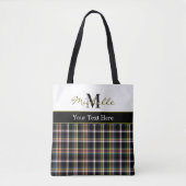 Modern Plaid Tartan Pattern Olive Green Tote Bag (Voorkant)