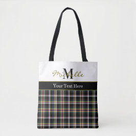 Modern Plaid Tartan Pattern Olive Green Tote Bag