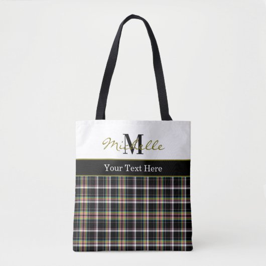 Modern Plaid Tartan Pattern Olive Green Tote Bag (Voorkant)