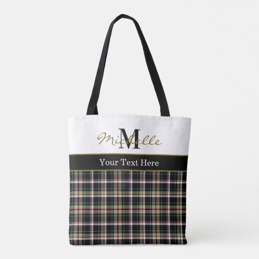 Modern Plaid Tartan Pattern Olive Green Tote Bag (Achterkant)