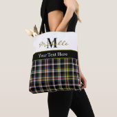 Modern Plaid Tartan Pattern Olive Green Tote Bag (Dichtbij)