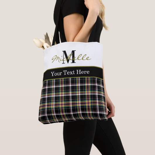 Modern Plaid Tartan Pattern Olive Green Tote Bag (Dichtbij)
