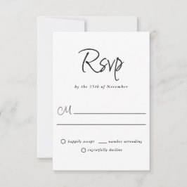 Modern Plain and Simple Casual Wedding RSVP Kaartje