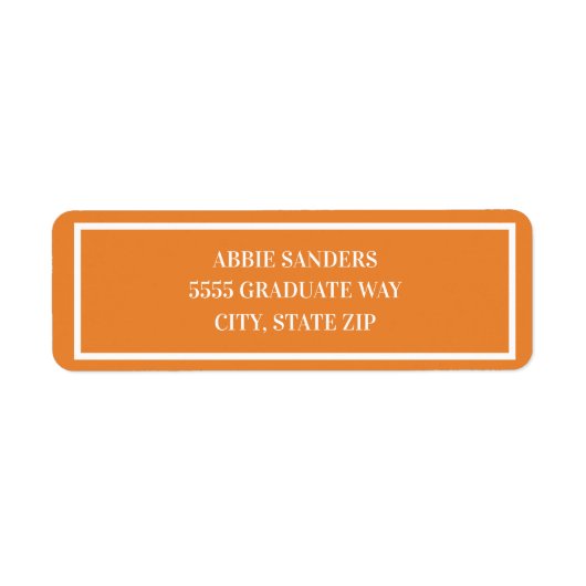 Modern Plain Basic Oranje en White Etiket (Voorkant)
