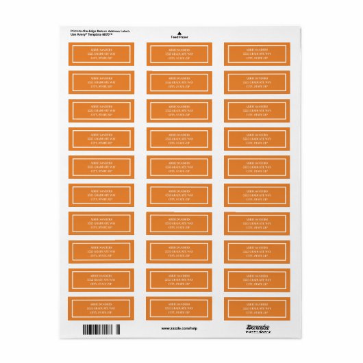 Modern Plain Basic Oranje en White Etiket (Full Sheet)