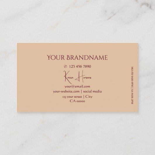 Modern Plain Beige met Monogram en Luxe Jewels Visitekaartje (Achterkant)