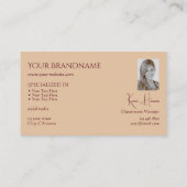 Modern Plain Beige met Monogram Foto en Juwelen Visitekaartje (Achterkant)