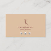 Modern Plain Beige met Monogram Foto en Juwelen Visitekaartje (Voorkant)
