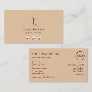 Modern Plain Beige met Monogram Logo en juwelen Visitekaartje