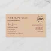 Modern Plain Beige met Monogram Logo en juwelen Visitekaartje (Achterkant)