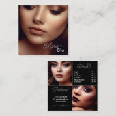 Modern Plain Black Comp Kaart Fotosjabloon Classy Vierkante Visitekaartje (Voorkant / Achterkant)