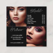 Modern Plain Black Comp Kaart Fotosjabloon Classy Vierkante Visitekaartje (Achterkant)